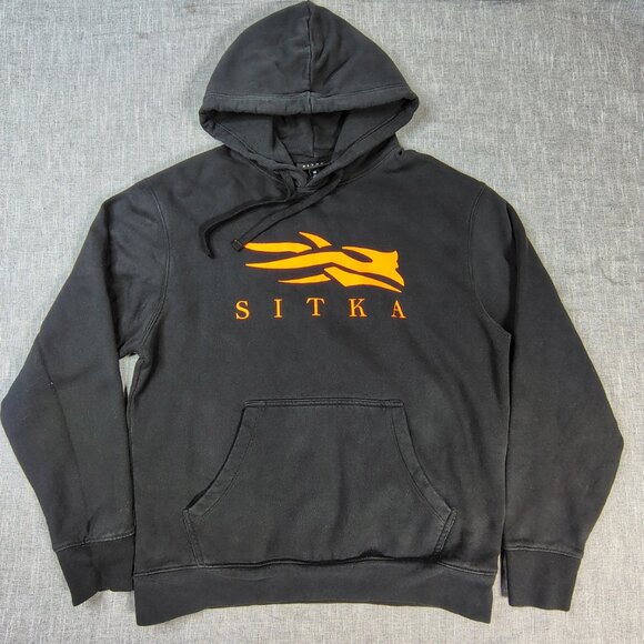 Sitka Gear Hoodie Mens Black Orange Icon Pullover Hunting 600269 Size Medium - Picture 1 of 11